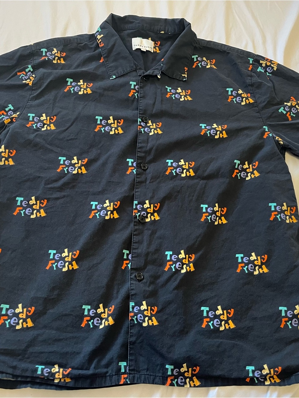 Vintage Teddy Fresh Men’s Large Button Down Shirt Black